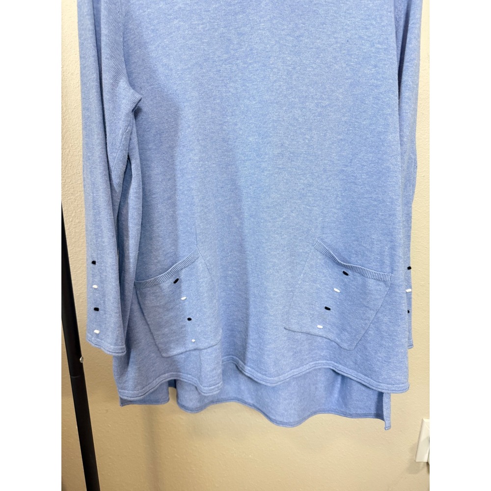 Habitat Clothes to Live In Womens XL Blue Cotton V-Neck Tunic Sweater‎ 83011 - Picture 5 of 6